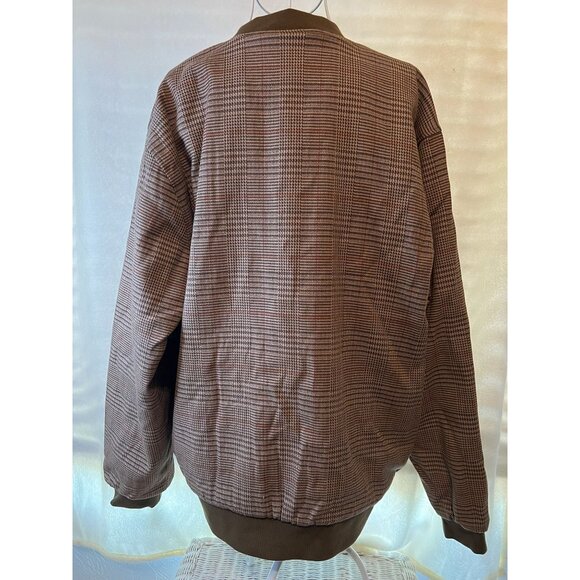 Brixton Plaid Bomber Jacket XL Men's Cotton & Polyester Brown & Tan - Picture 4 of 6